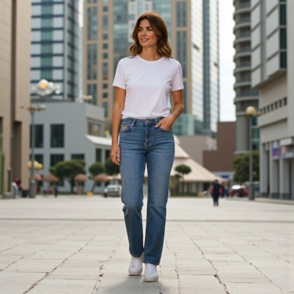 Lena Blue Denim Women's Jeans - Picture 1 of 13